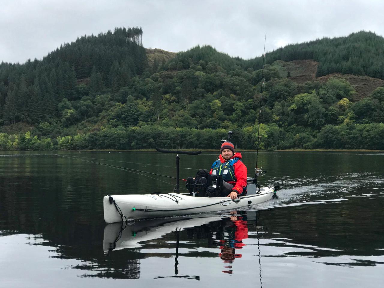Ben kayak fishing in Scotland on his Revo 16